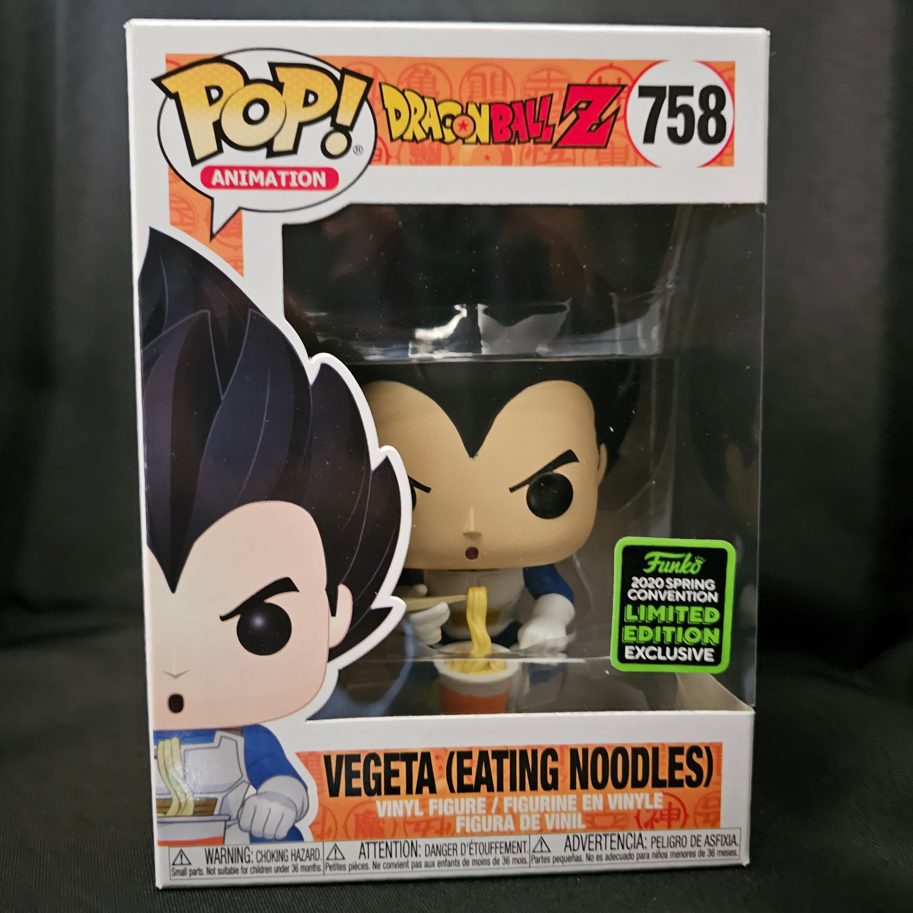 Dragon Ball Z Pop! Vinyl Figure Vegeta (Eating Noodles) [ECCC Shared Sticker] [758] - Fugitive Toys