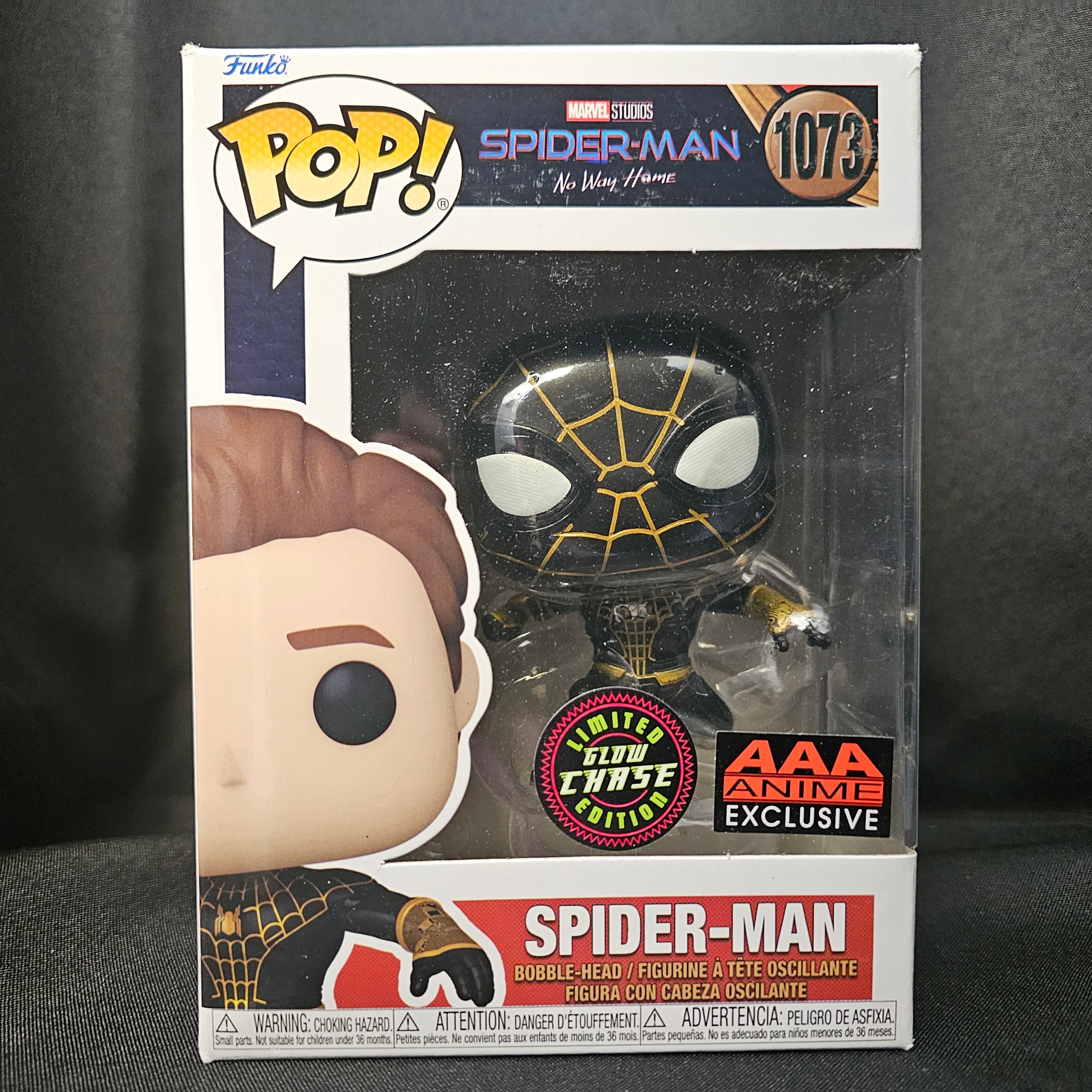 Spider-Man No Way Home Pop! Vinyl Figure Spider-Man Black Suit Masked [GITD Chase] [AAA Anime] [1073] - Fugitive Toys