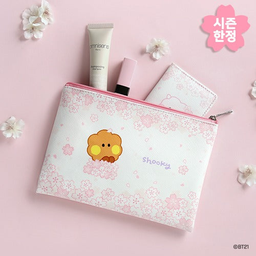 BT21 Cherry Blossom Minini Zipper Pouch - Shooky - Fugitive Toys