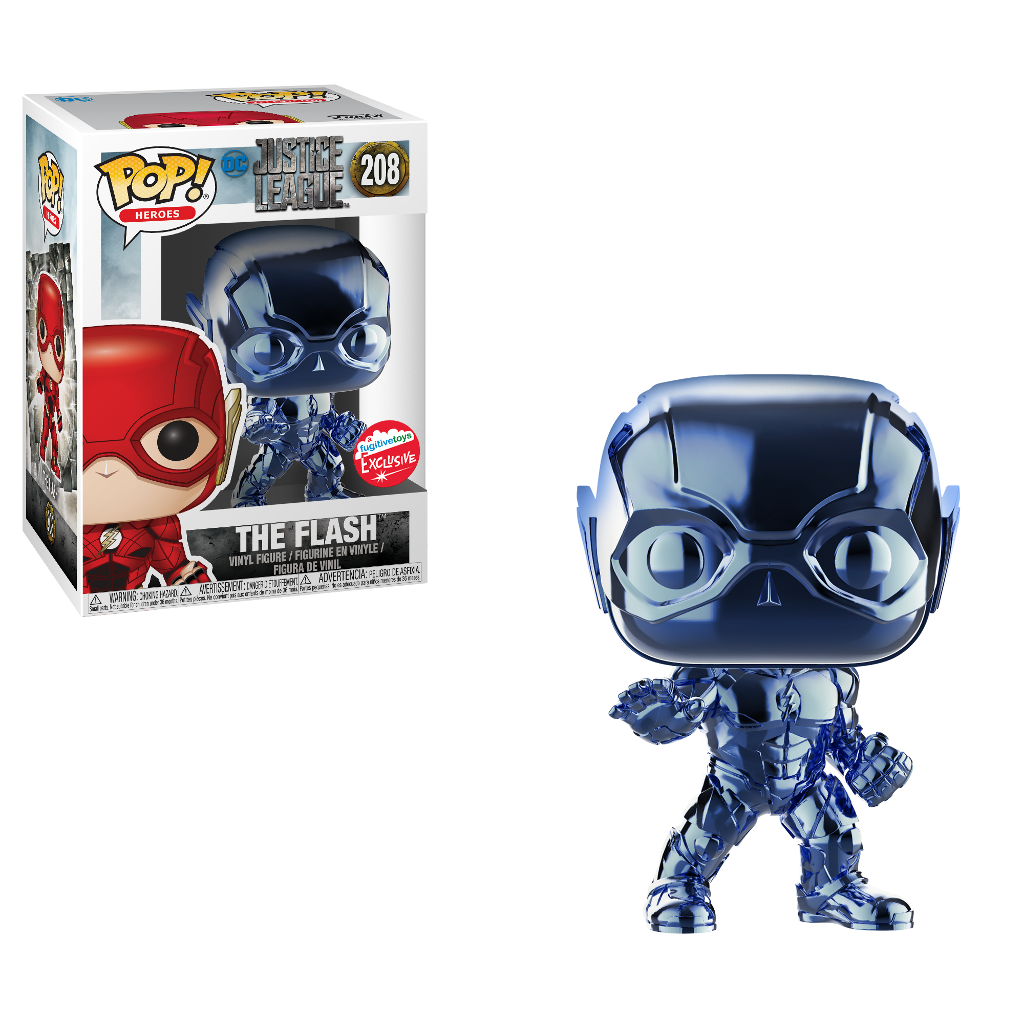 Justice League Pop! Vinyl Light Blue Chrome Flash  [Fugitive Toys Exclusive] [208] - Fugitive Toys