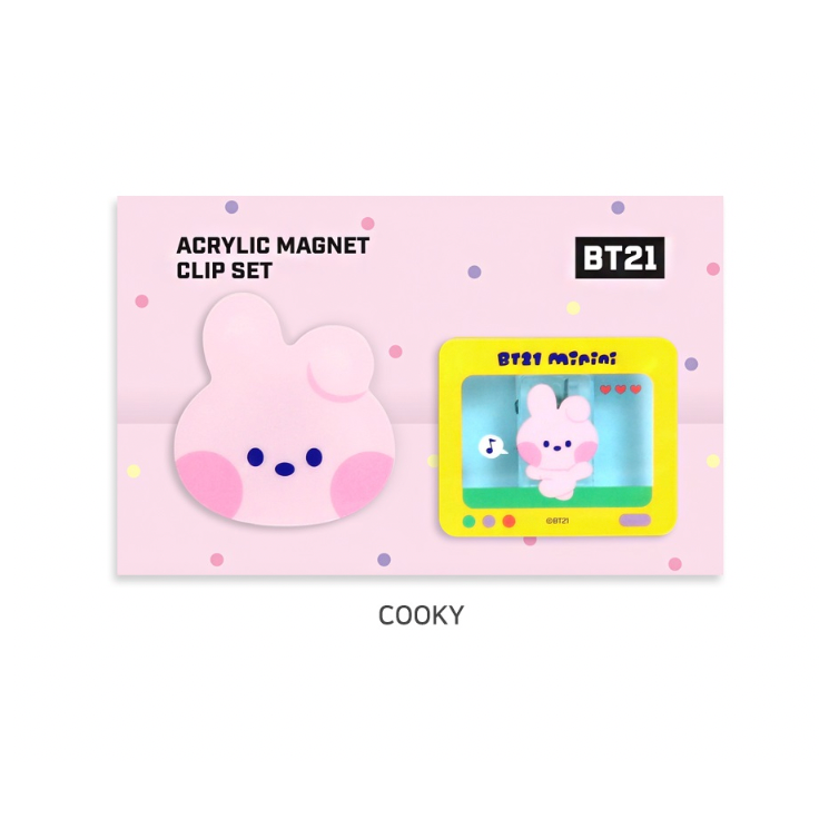 BT21 Minini Acrylic Magnet Clip Set Cooky