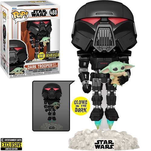 Star Wars Pop! Vinyl Figure Dark Trooper with Grogu (Glows in the Dark) [488] - Fugitive Toys