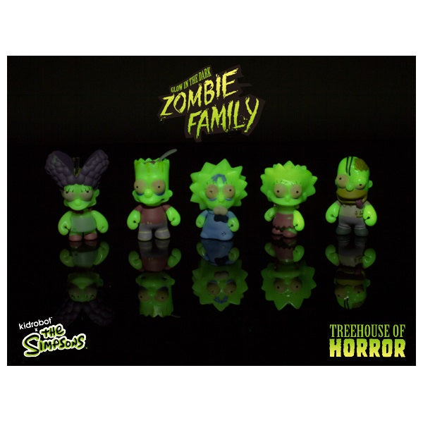 Kidrobot x The Simpsons Tree House of Horrors Zombie Family 5 Pack (GITD) - Fugitive Toys