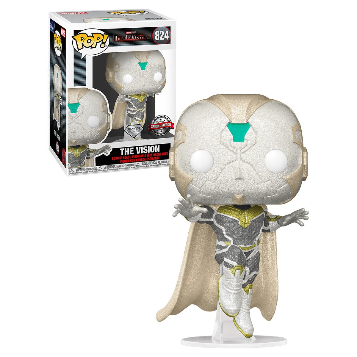 Marvel WandaVision Pop! Vinyl Figure The Vision Diamond Glitter [824] - Fugitive Toys